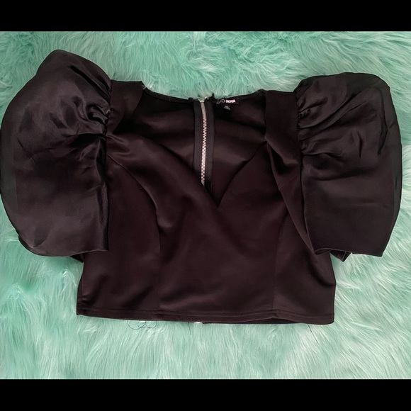 Fashion Nova Tops - Satin Crop Top W/ Ruffled Sleeves